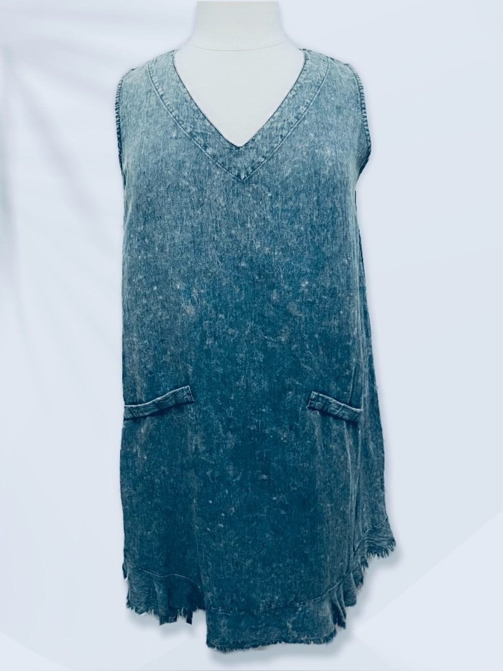 Umgee Chambray Sleeveless Shift Dress XL